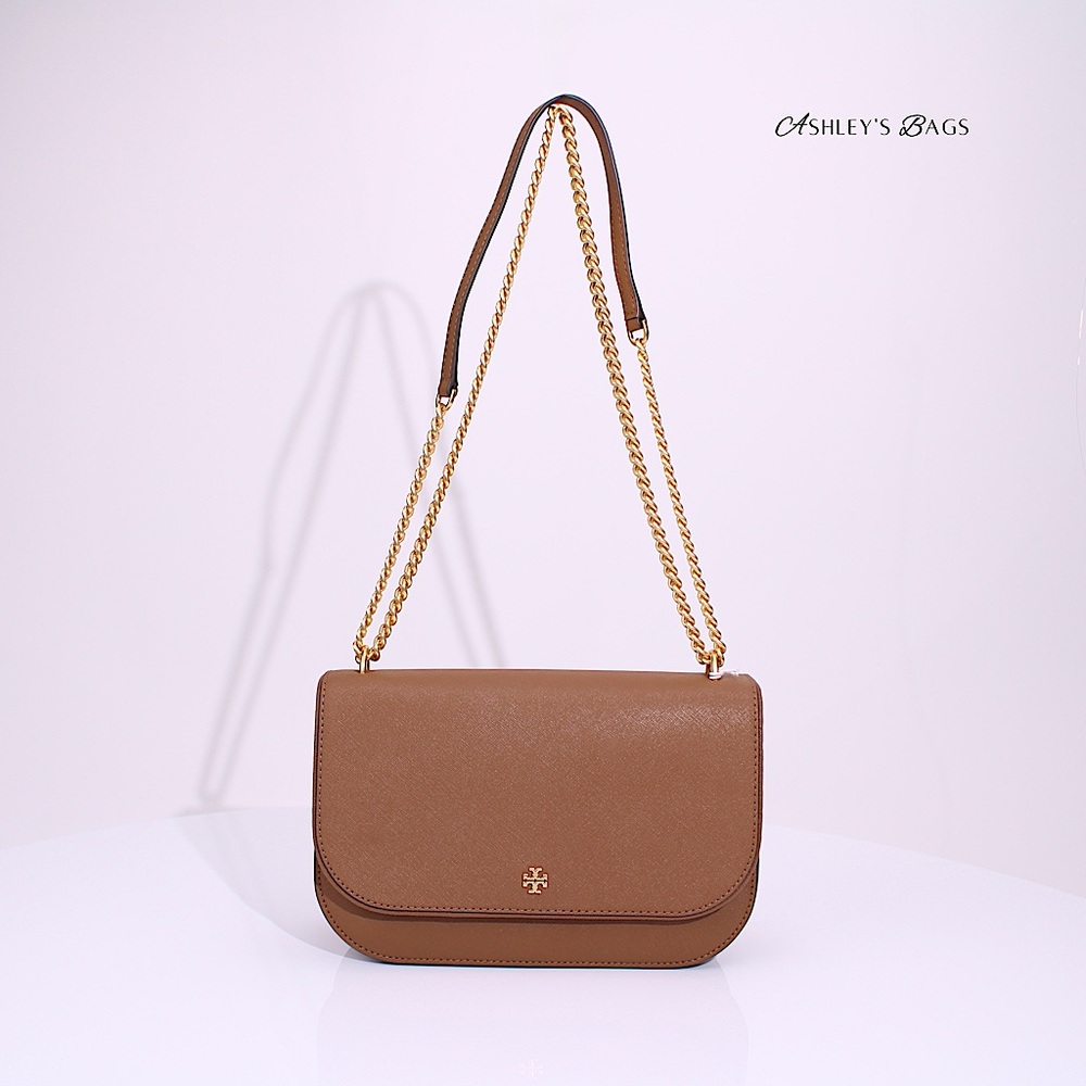 Tory Burch Emerson East West Flap Shoulder Bag Crossbody & Card Holder Moose - Picture 3 of 15
